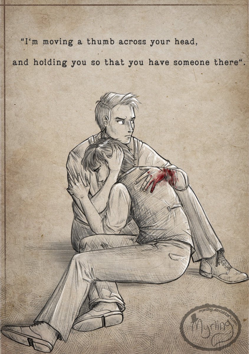 "There is nothing wrong with me"

I'm LOVING the new chapter of #CandelaObscura, and Marion &amp; Sean have together cured my art block. And that hug reminded me of one of my favorite war photos so I got inspired.💚

Thanks Brennan &amp; Luis for feeding us such a feast! #CriticalRoleArt