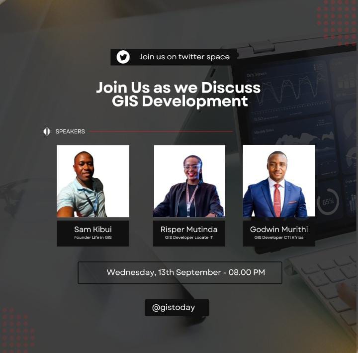 SurveyorNdiritu's tweet photo. Are you ready for an  in-depth discussions and insights with experts @wanjohikibui, @MutukuRisper and @absiyejunior.  #gischat 
@Godwin_Murithi
 Don't miss it ! 
https://t.co/a9DRXU38Ue
Mark your calendar! https://t.co/sjEEOEVODh