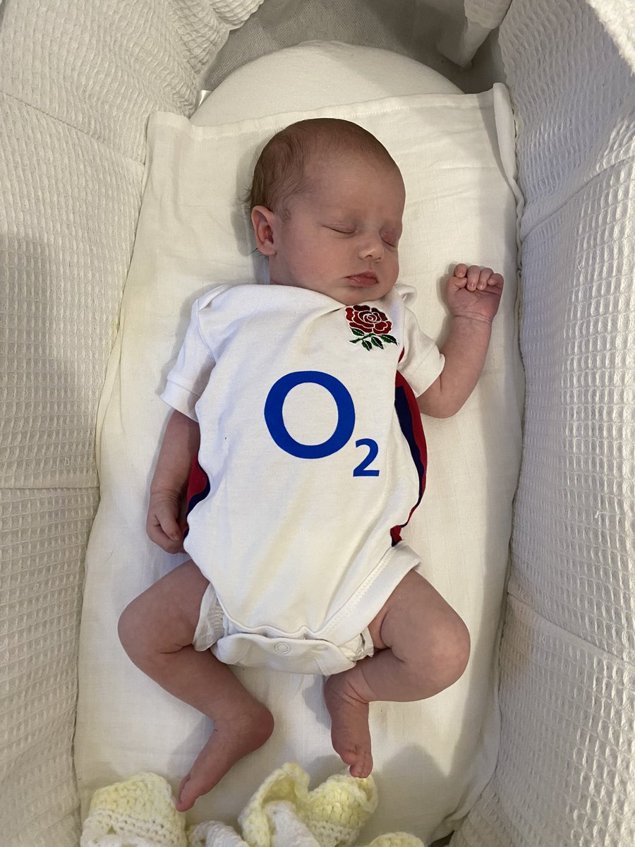 Chloe825's tweet photo. I wonder if 11 day old Charlotte is @EnglandRugby youngest supporter? @ITV @ITVSport @O2 #ENGvARG #rwc2023 https://t.co/bWHZX2JnJ2