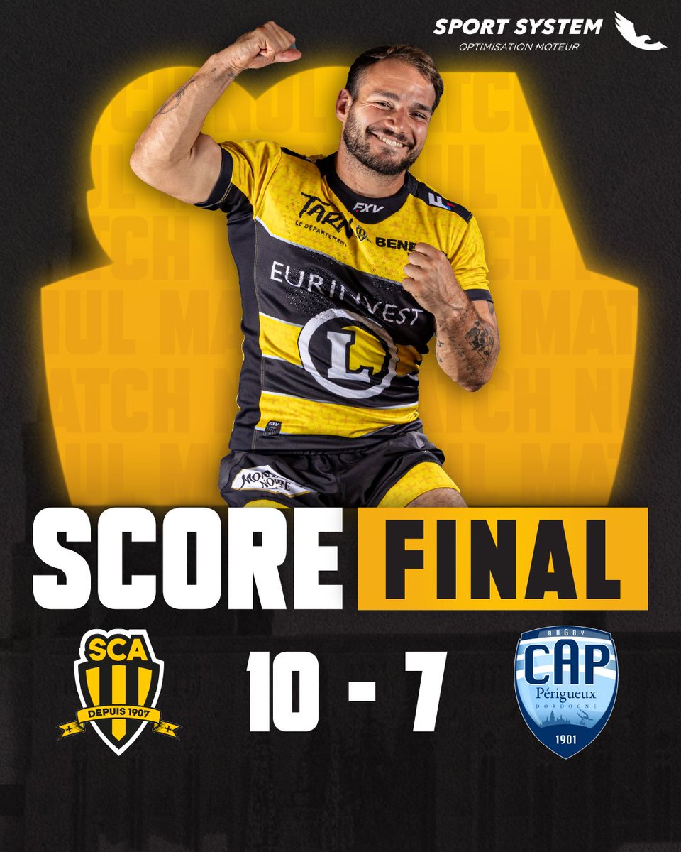 SCA_OFFICIEL's tweet image. C'est au cours d'un match fermé que nos Jaune &amp;amp; Noir empochent la victoire face au CA Périgourdin. 🐝

Prochain rendez-vous au Stadium le 29 Septembre. 🔥
#scacap