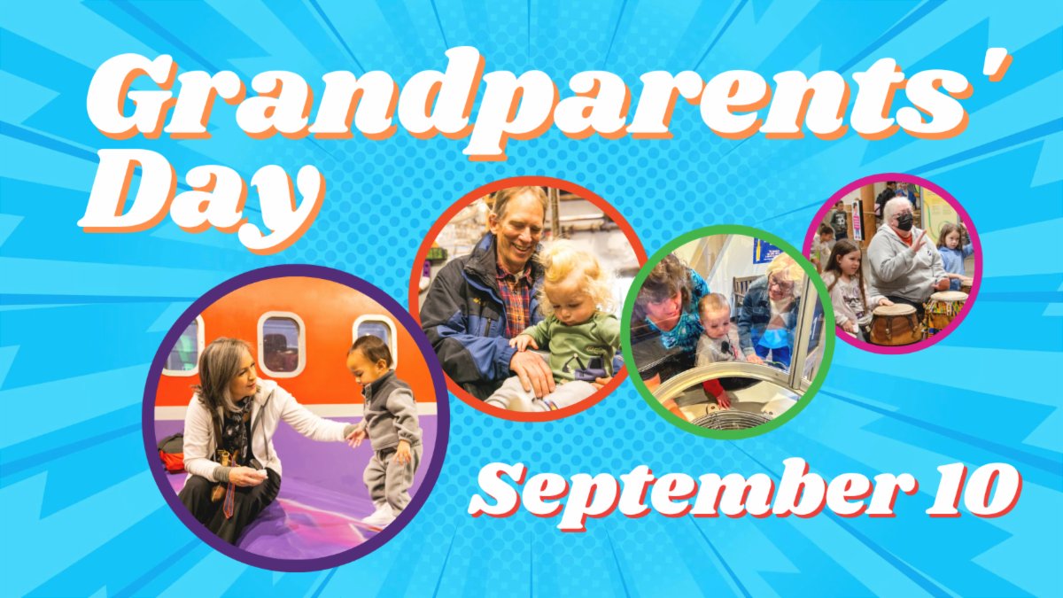 Grandparents' Day is Sunday, Sept. 10th! Join us at the Museum as we celebrate the role grandparents can play in the lives of young children. 🤗 On this special day, grandparents receive complimentary admission. For children and other family members, regular admission applies.