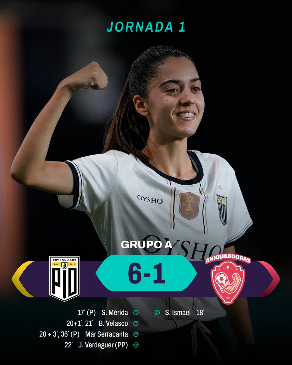 QueensLeague's tweet photo. 🐥 @PIOFCFemenil 6 - 1 @AniquiladorasFC 💪

#QueensCupJ1 #Oysho https://t.co/3ZmfSlBMQA