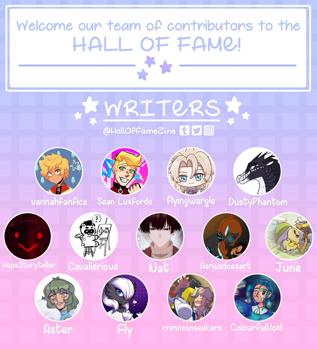 🏅✨ WRITERS 🏅✨ 

<a href="/vannahfanfics/">vannahfanfics</a> | <a href="/SeanLuxforde/">Lance’s Flower Garden</a> | <a href="/flyingwargle/">Clara 💫 Haikyuu Arc</a> | @/DustyPhantom (tumblr)
<a href="/HopeStoryteller/">Hope writes things</a> | <a href="/_Cavalierious_/">Cavalierious @ Swiss Army Knife of Ships</a> | <a href="/wordniscient/">nat</a> | <a href="/HikariHenkoYo/">Asrius |🎗| BG3 Mode</a> | <a href="/tsukisyama/">june ⛅️</a> 
Aster | <a href="/Fly_dot_net/">Fly</a> | <a href="/crimsonseekers/">Crimson💫 a fae, apparently 🧚‍♀️</a> | @ColourfulVoid