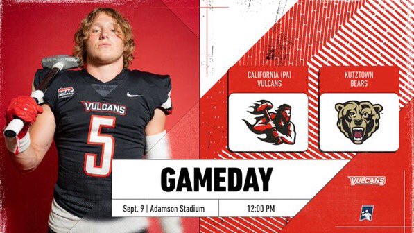 California (PA) Vulcan Football (@vulcanfootball) on Twitter photo 🔥Season Opening Win🔥
Final
Vulcans: 31
Bears: 20
<a href="/DavisBlack21/">Davis Black</a> 19/26, 192yds, 1 TD, 1 INT, 1 rush TD
<a href="/itsbabydd/">Eric Mckan</a> 13 carries, 97yds, 2 TDs
<a href="/EWillis11x/">Eric Willis</a> 6 rec, 41yds, 1 TD
<a href="/Seigle_5/">Jacob Seigle</a> 9 tackles
<a href="/youngabe3/">Ibrahim Sanogo</a> 6 tackles, 4.5 TFL, 2 sacks
#VulcanFootball 🔥🏈
<a href="/PSACsports/">PSAC Sports</a> <a href="/D2Football/">D2Football</a> 🔥Season Opening Win🔥
Final
Vulcans: 31
Bears: 20
<a href="/DavisBlack21/">Davis Black</a> 19/26, 192yds, 1 TD, 1 INT, 1 rush TD
<a href="/itsbabydd/">Eric Mckan</a> 13 carries, 97yds, 2 TDs
<a href="/EWillis11x/">Eric Willis</a> 6 rec, 41yds, 1 TD
<a href="/Seigle_5/">Jacob Seigle</a> 9 tackles
<a href="/youngabe3/">Ibrahim Sanogo</a> 6 tackles, 4.5 TFL, 2 sacks
#VulcanFootball 🔥🏈
<a href="/PSACsports/">PSAC Sports</a> <a href="/D2Football/">D2Football</a>