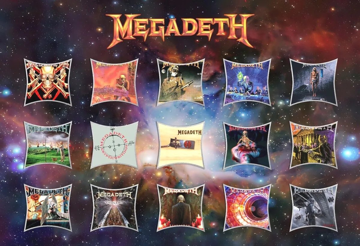 marillion073's tweet photo. Where are the Megadeth Fans???
A Gigantic band with a Gigantic Discography!!
Any favorite album among all these Gems?
#Megadeth
#ThrashMetal
#Summer
#Discographies
#Music https://t.co/7yXIMlFQQ1
