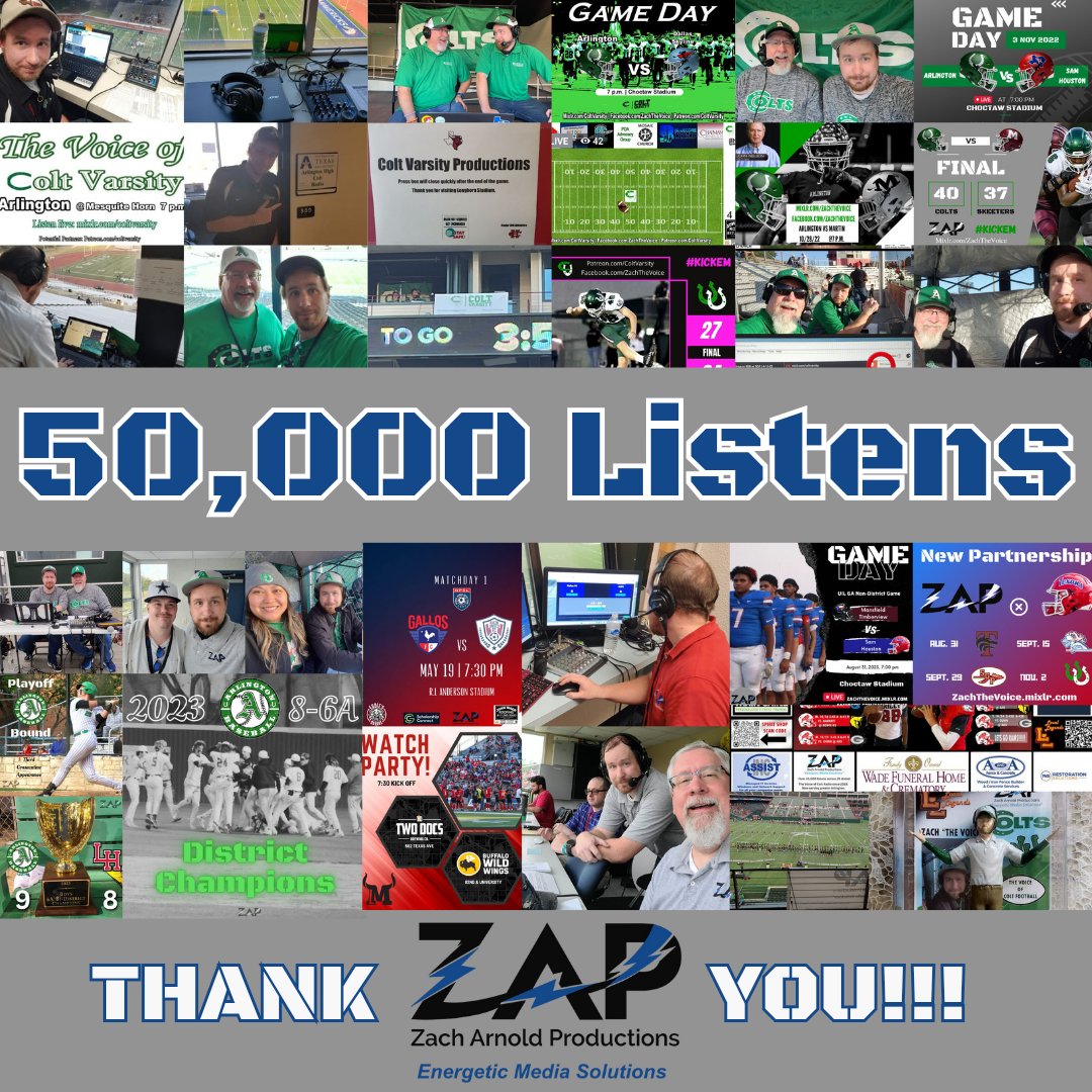 ZachTheVoice's tweet image. History βΌοΈ
Our last broadcast was an epic milestone.
Since our start in 2019, we've had the pleasure to call nearly 150 games for the community, and we are now OFFICIALLY over the 50,000 listenership mark!!!
A simple Thank You just doesn't suffice. And we're just getting started!