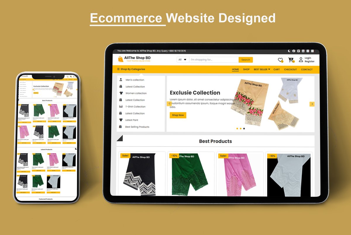 habibcoder's tweet image. I have designed this E-commerce website with HTML, CSS, Tailwindcss, SASS, JavaScript, and jQuery and this website is responsive & super-fast.
Development is ongoing in WordPress.
Design Demo is: alltheshopbd.netlify.app
#habibcoder #wpdeveloper #webdesigner