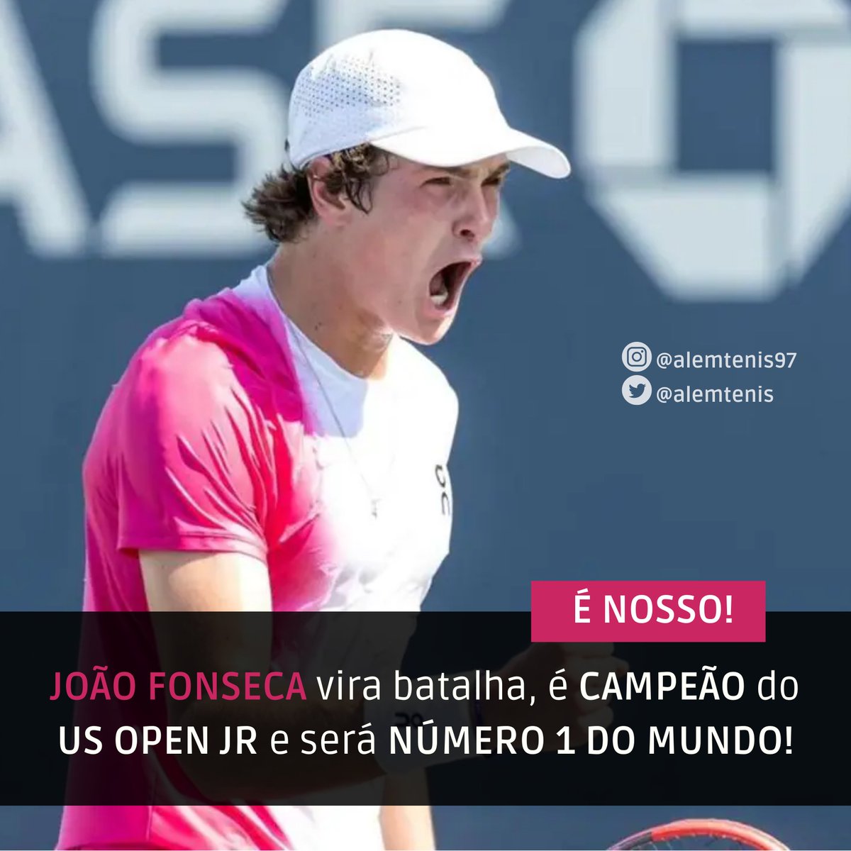 AlemTenis's tweet image. 🇧🇷JOÃO FONSECA É CAMPEÃO DO #USOPEN JR E SERÁ NÚMERO 1 DO MUNDO (POR ENQUANTO JUVENIL!)

4x6 6x4 6x3 sobre 🇺🇸Learner Tien

No coração, no talento e na bola!

É O BRASA NÃO TEM JEITO!

VAMOOOOOOO 🧒🏻💎🇧🇷