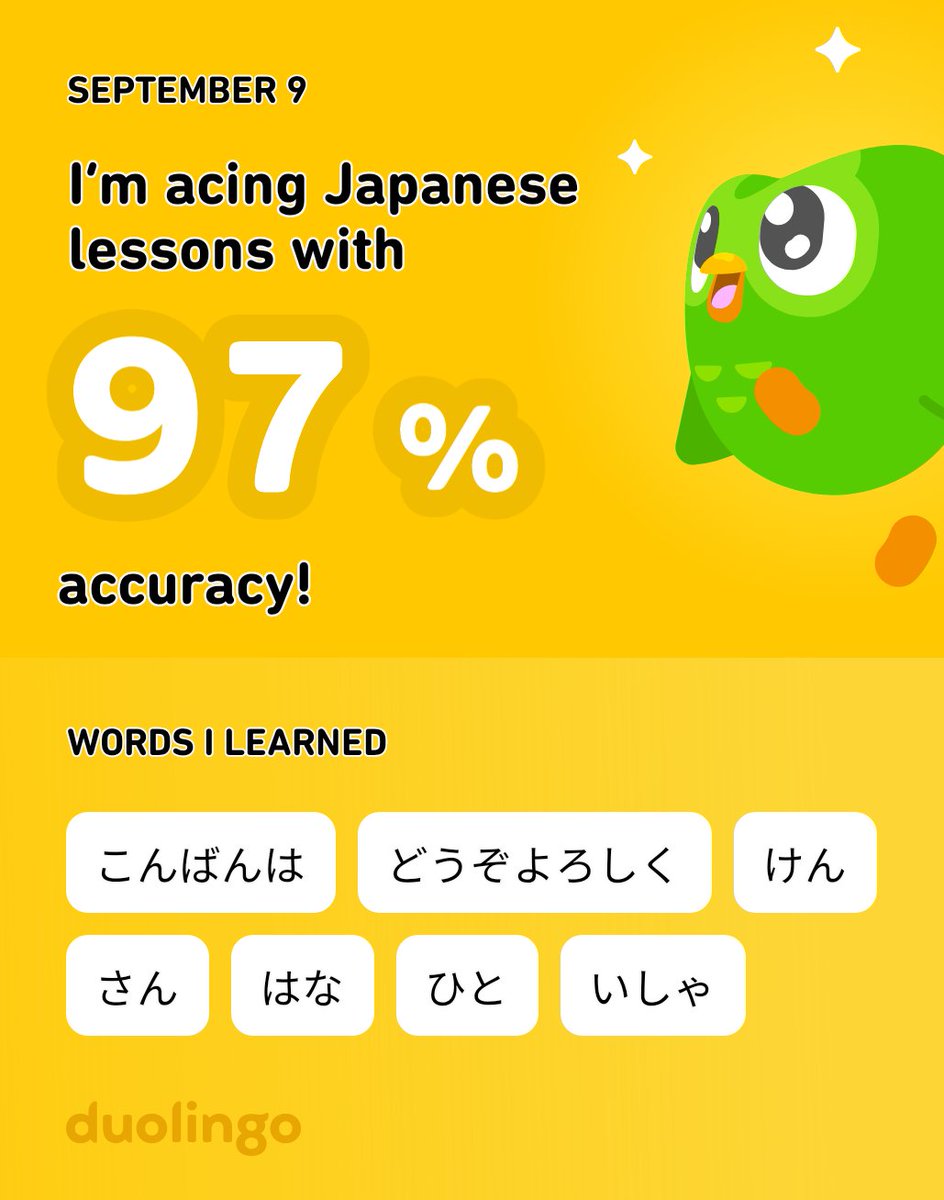 potusfuchs's tweet photo. I’m learning Japanese on Duolingo! It’s free, fun, and effective. https://t.co/fUXm2WMdBG