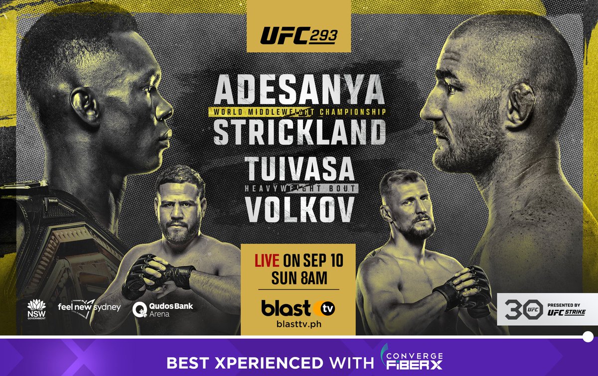 ExperienceCNVRG's tweet photo. Fight Day is here!

Stream the #UFC293 Adesanya VS Strickland Fight live on https://t.co/vYfc9NC3T8.

It's FREE on Blast TV PH with #ConvergeFiberX 📷

#YanAngInternet https://t.co/nj6YyJCmyB