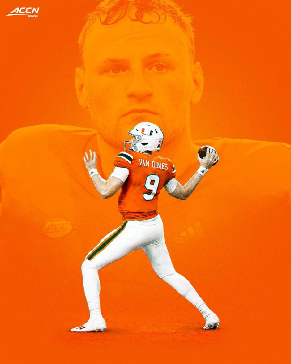 NFLFutureStars's tweet photo. Miami Hurricane’s QB Tyler Van Dyke put on an absolute show:

*21/30 (70%)
*374 yards passing 
*5 TD’s
*0 INT’s
*Avg. 17.8 yards per completion

Mario Cristobol had his team ready and humming for the big upset win in Miami today. https://t.co/yT0o7ld5SU