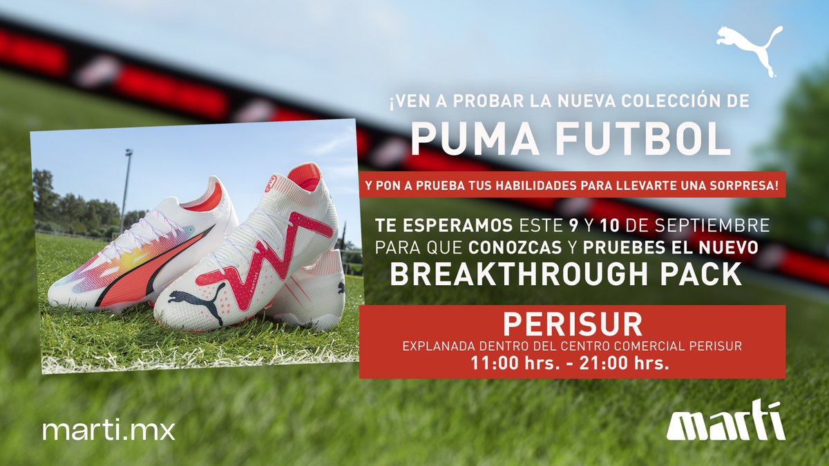 deportesmarti's tweet photo. 😱¡Es hoy! 💥En la compra de unos tacos Puma Breakthrough durante el 9 y 10 de septiembre en Martí Perisur, recibes un kit 360 (mochila, espinilleras y guantes). ¡Solo presenta tu ticket de compra en la explanada del Centro Comercial y ya ganaste!
#marti #pumamx #futbol #tenis https://t.co/yA3XnltXM4