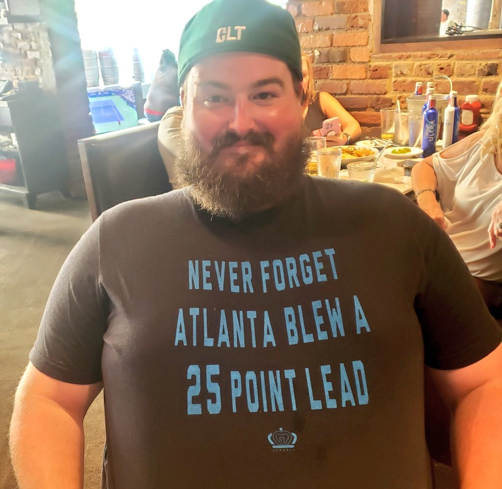 AtlantaRiot's tweet photo. @benlarson46 got the best shirt for @roaringriot #AtlantaTakeover! #NeverForget https://t.co/vkAYhu1yuI