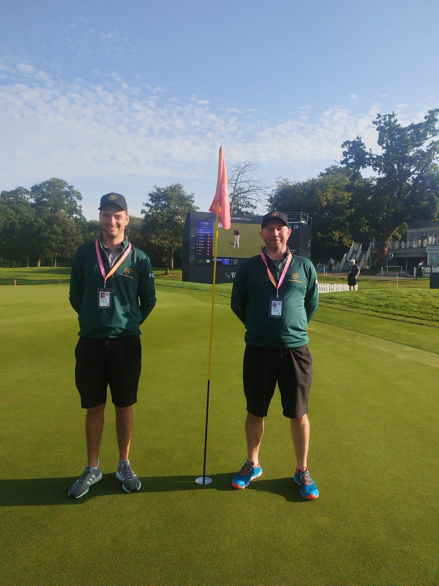 A big thank you to @AdareGC Andrew Barker and Mark Cussen who are volunteering at this years @IrishOpen_ @thekclub best wishes for the final round and hopefully a home win to round off a great week.