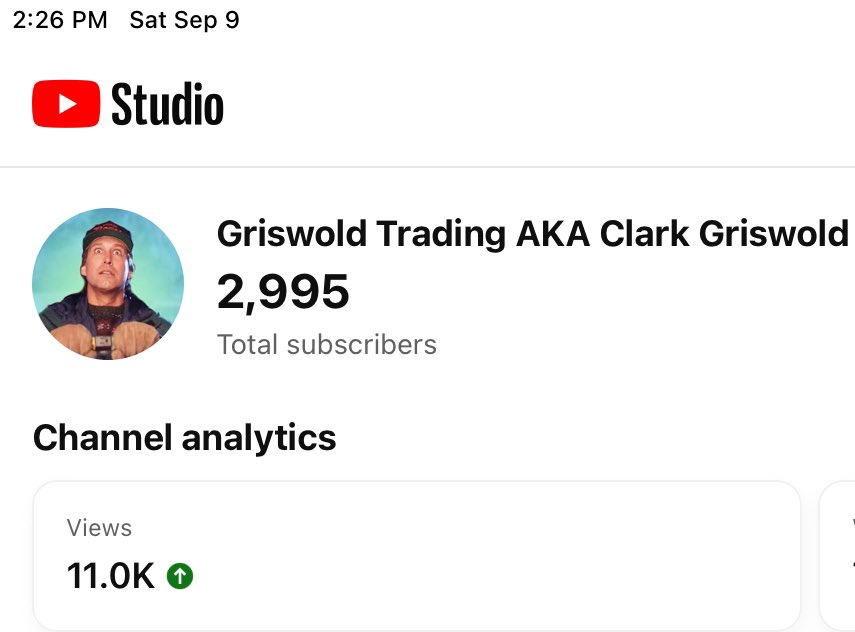 MrClarkGriswold's tweet photo. 🎥 Just a high-five away from the big 3,000 subs on my YouTube channel! 🙌🔥
Who's ready to be a part of this awesome journey and push us to that milestone? 🚀 Let's make it happen together - subscribe and share the love! 🤩👇
#YouTube3K #SubscribeNow #MilestoneHunting https://t.co/tgCL4OZhH4