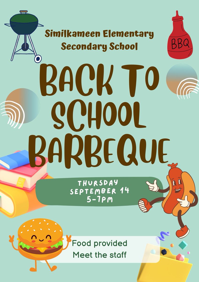We invite SESS Families to join us on Thursday September 14th for our Welcome Back BBQ!! @MrAdam53  #SD53 @SSimilkameen