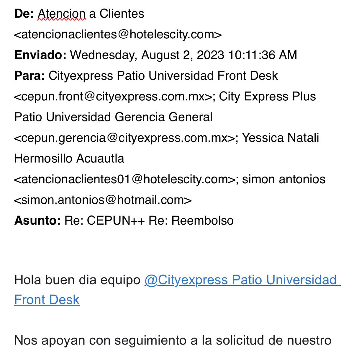 semaan76's tweet photo. @HotelesCDMX Para únicamente el cobro están listo para un reembolso es lo peor tengo mas de un mes tramitando uno y sigo sin respuesta https://t.co/pHZ1EmmgjA