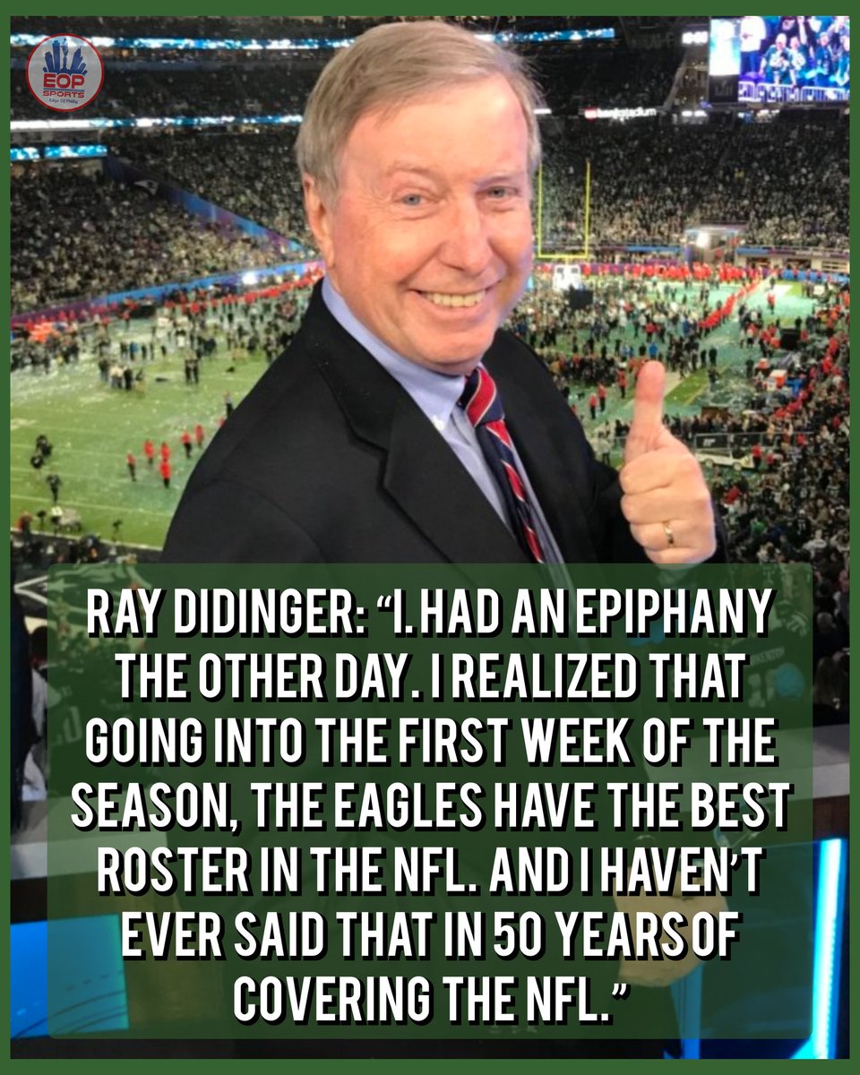 EOPsports's tweet photo. Ray has never based his thoughts and opinions based on being a "Homer." So when Ray says something like this, we listen.
R. Diddy knows!
#Eagles | #FlyEaglesFly | #PhiladelphiaEagles | #EaglesNation | #GoBirds | #RayDidinger https://t.co/awMid6629z