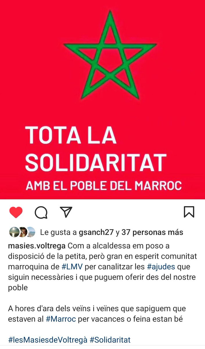 Missatge de solidaritat amb les famílies de Marrakeix afectades pel terratrèmol d'ahir de l'alcaldessa LMV