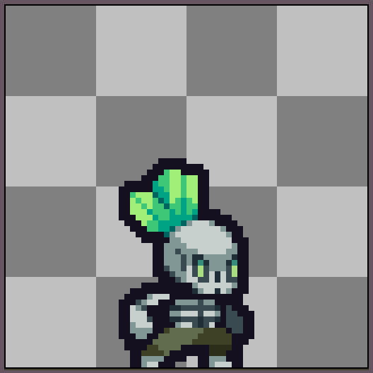 md40dev's tweet image. Skeletony with a herbal hairdo 

#aseprite #pixelart #IndieGameDev