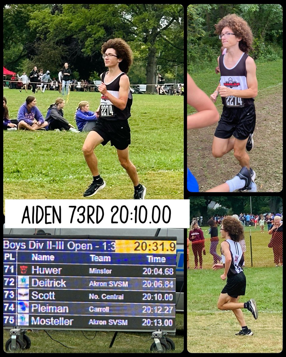 NCEagleRunning's tweet photo. The Tiffin Cross Country Carnival - Carter Eckley fell short of back to back victories at Tiffin with a second place finish in 18:00.62. Aiden Scott finished 73rd in 20:10.00 and Matthew Bethel finished 190th in 22:26.59!!! https://t.co/VHKvHfP9n8