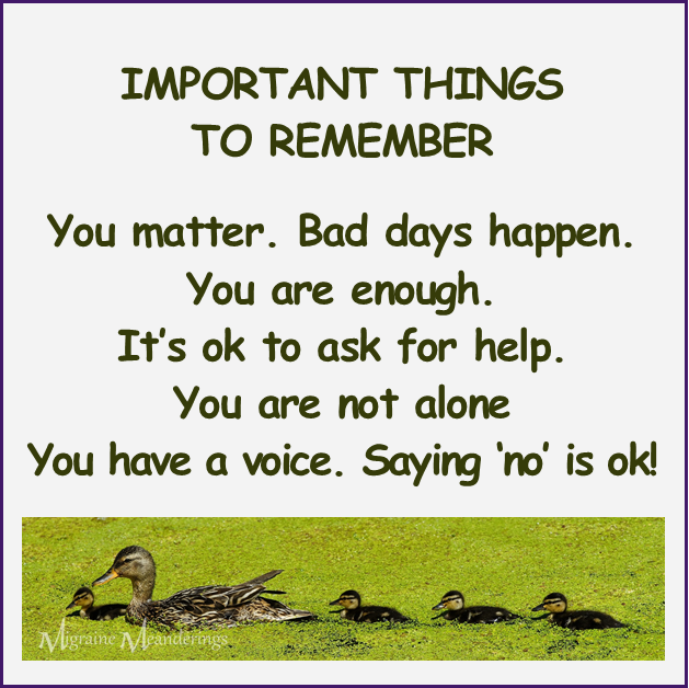 migrainemeander's tweet photo. What affirmative reminders do you tell yourself daily?
#hopeformigraine #letstalkmigraine #realvoiceofmigraine #afirmation #youmatter #youareenough #positivity #positiviteselftalk https://t.co/mjW7P0NqTG