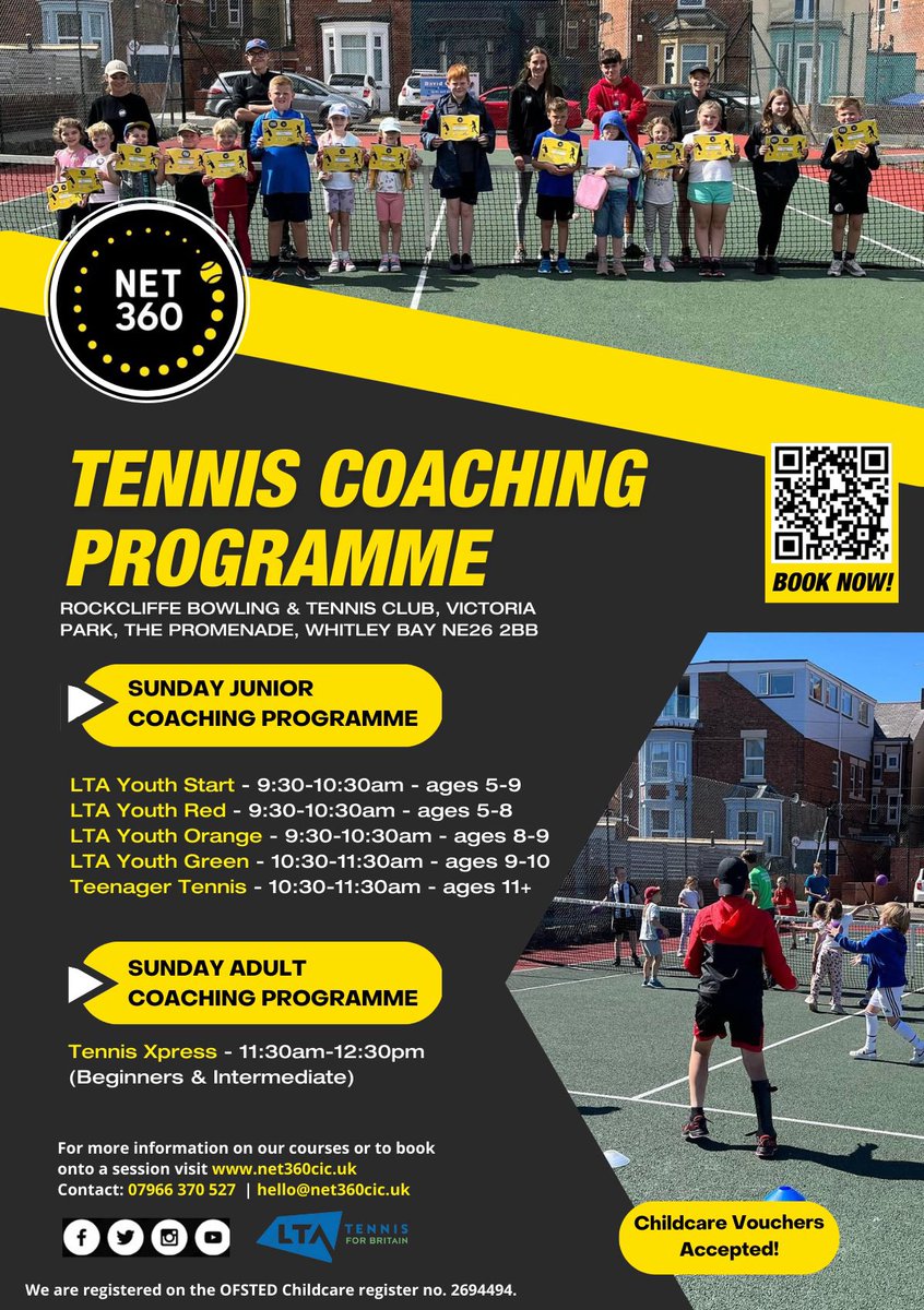 NET360CIC's tweet image. We had a great time back at @Rockcliffe_WBay last weekend🎾

Did you know... we deliver junior and adult coaching sessions on Sunday morning and all tennis equipment is provided.

To book visit our website via the following link - clubspark.lta.org.uk/net360cic

◼️LEARN🟡PLAY🟡COMPETE◼️