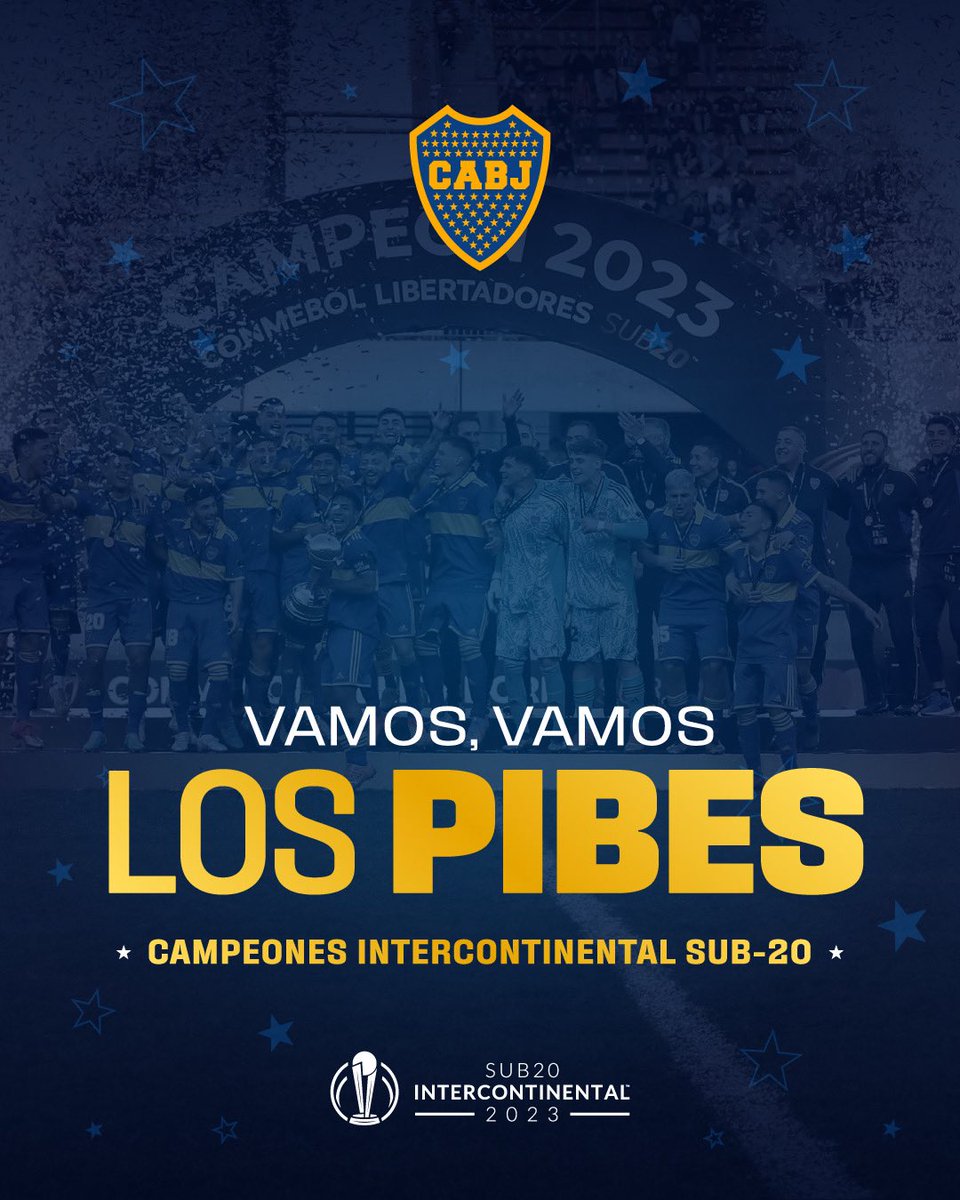¡𝐃𝐞 𝐋𝐚 𝐁𝐨𝐜𝐚 𝐚𝐥 𝐌𝐮𝐧𝐝𝐨! 💙💛💙

Boca es el Campeón de la #Sub20Intercontinental 🏆 ¡Vamos, vamos los pibes! 💪