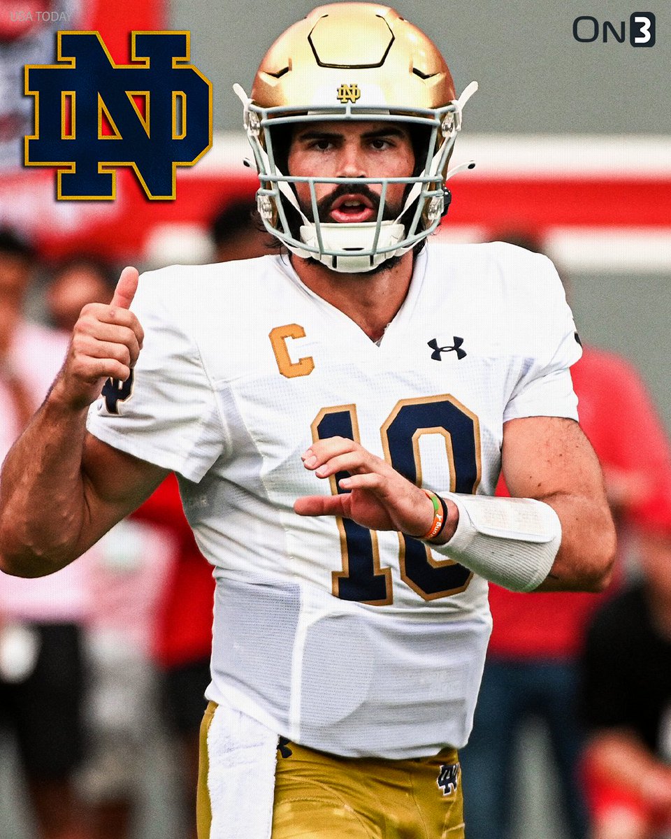 Wake Forest transfer QB Sam Hartman in his first 3 games with Notre Dame: 

☘️ 48/64 comp
☘️ 731 yards 
☘️ 10 TDs, 0 INTs
☘️ 3-0 record

on3.com/db/sam-hartman…