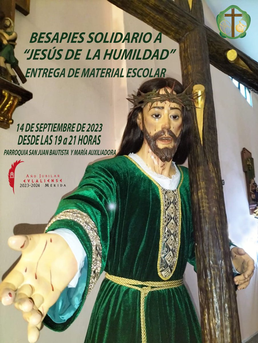 COMENZAMOS CURSO COFRADE.
Como es tradicional, comenzamos nuestro curso cofrade siendo solidarios. Pensamos en los mas pequeños, donde solicitamos que aporten donaciones de material escolar en nuestro besapie solidario a Jesús de la Humildad.
Jueves 14 de septiembre de 19 a 21 h