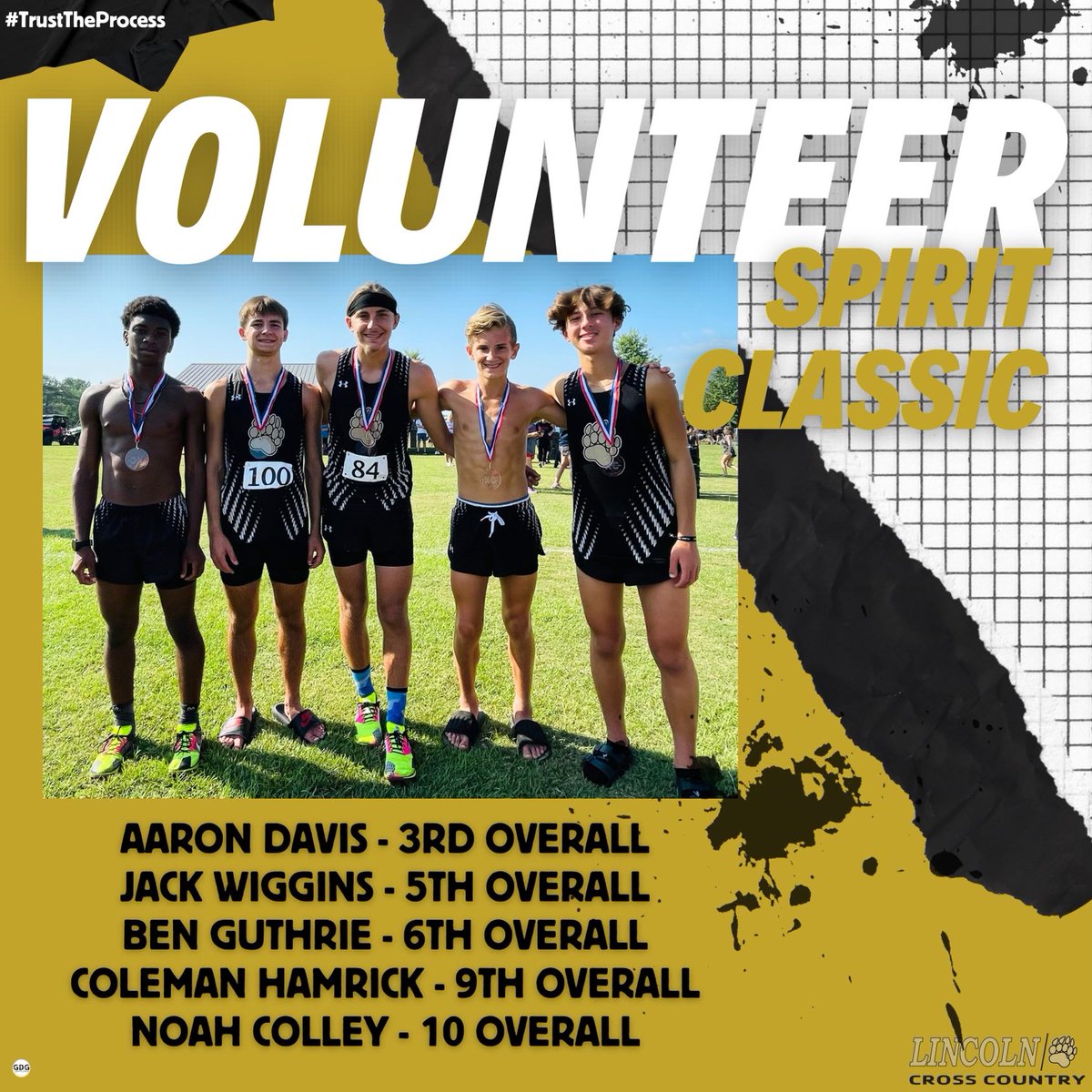 duff_bio's tweet image. Lincoln XC ran very good today at Clay Central! The Boys won the Volunteer Spirit Classic (3rd meet in a row) &amp;amp; our Girls placed 5th! Boys had 5 finish in the top 10 and receive medals &amp;amp; girls had one. We had 13 PRs today with 7 career PRs
@GameDayGraphic2 
#GDG
#GameDayGraphics