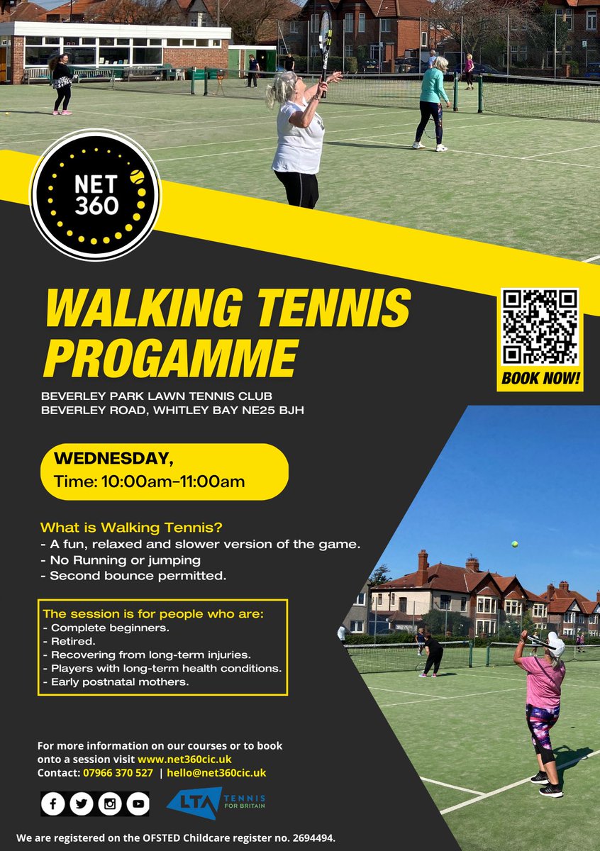 NET360CIC's tweet image. We run a Walking Tennis programme on Wednesday, 10-11am!

This session is for players who are:
- Retired
- Recovering from long term injuries &amp;amp; health
- Complete beginners

It&apos;s a great way to meet new players &amp;amp; stay active. 

To book visit our website - clubspark.lta.org.uk/net360cic/Coac…