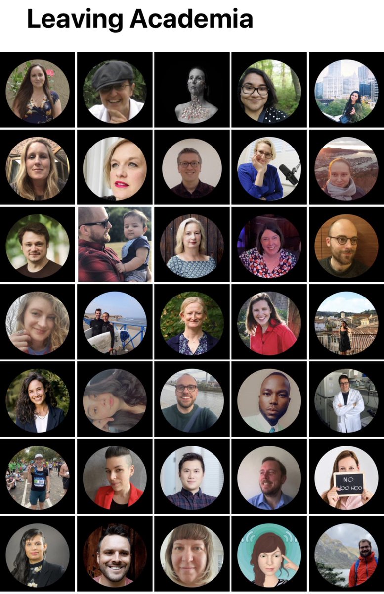 I’ve been creating a montage of all the #LeavingAcademia folk on Twitter for a talk. 1) My heart 💔 2) Notice anything?