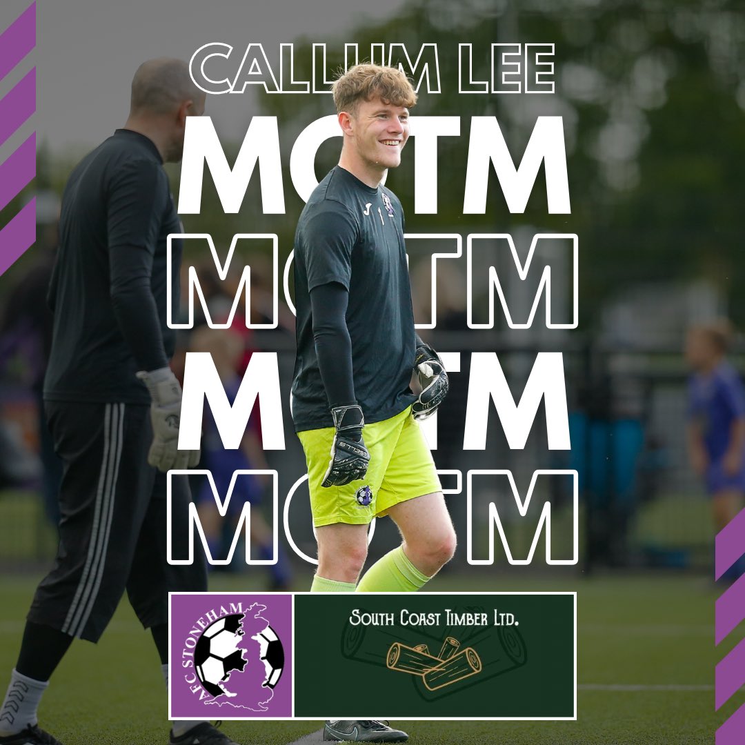 afc_stoneham's tweet photo. Today’s Man Of The Match went to goalkeeper Callum Lee who made some important saves which enabled us to grab a late winner. 

Thank you to South Coast Timber for sponsoring Cal! 

#UpThePurps 💜⚽️🧤 https://t.co/7hOzH9MuPe