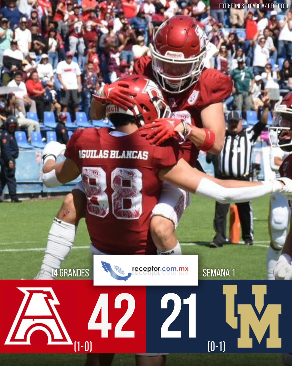 receptorcommx's tweet photo. Con tres touchdowns totales y una actuación soberbia del QB Mike Patiño, las Águilas Blancas ya establecieron una hegemonía de 4 victorias consecutivas sobre Pumas CU,  un primer paso de autoridad para los politécnicos en 2023. 

SEMANA 1 DE LOS 14 GRANDES🏈🇲🇽 https://t.co/amx1MvPxdO