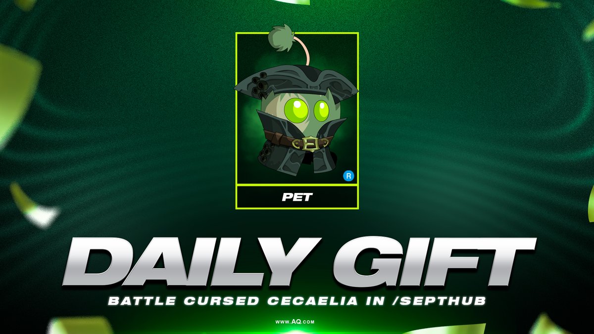 Saturday's Daily Gift is here! Battle the Cursed Cecaelia in the /septhub map until October 1st to get the rare 0 AC Master Gunner Gween pet! Log in every day for a new reward, boost, or activity at AQ.com