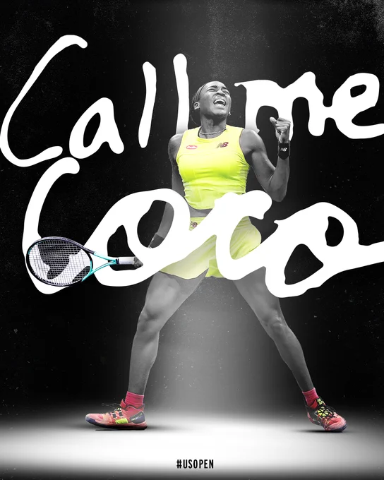 Graphic with 'Call me Coco' on a photo of Coco Gauff.