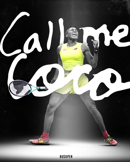 Graphic with 'Call me Coco' on a photo of Coco Gauff. 