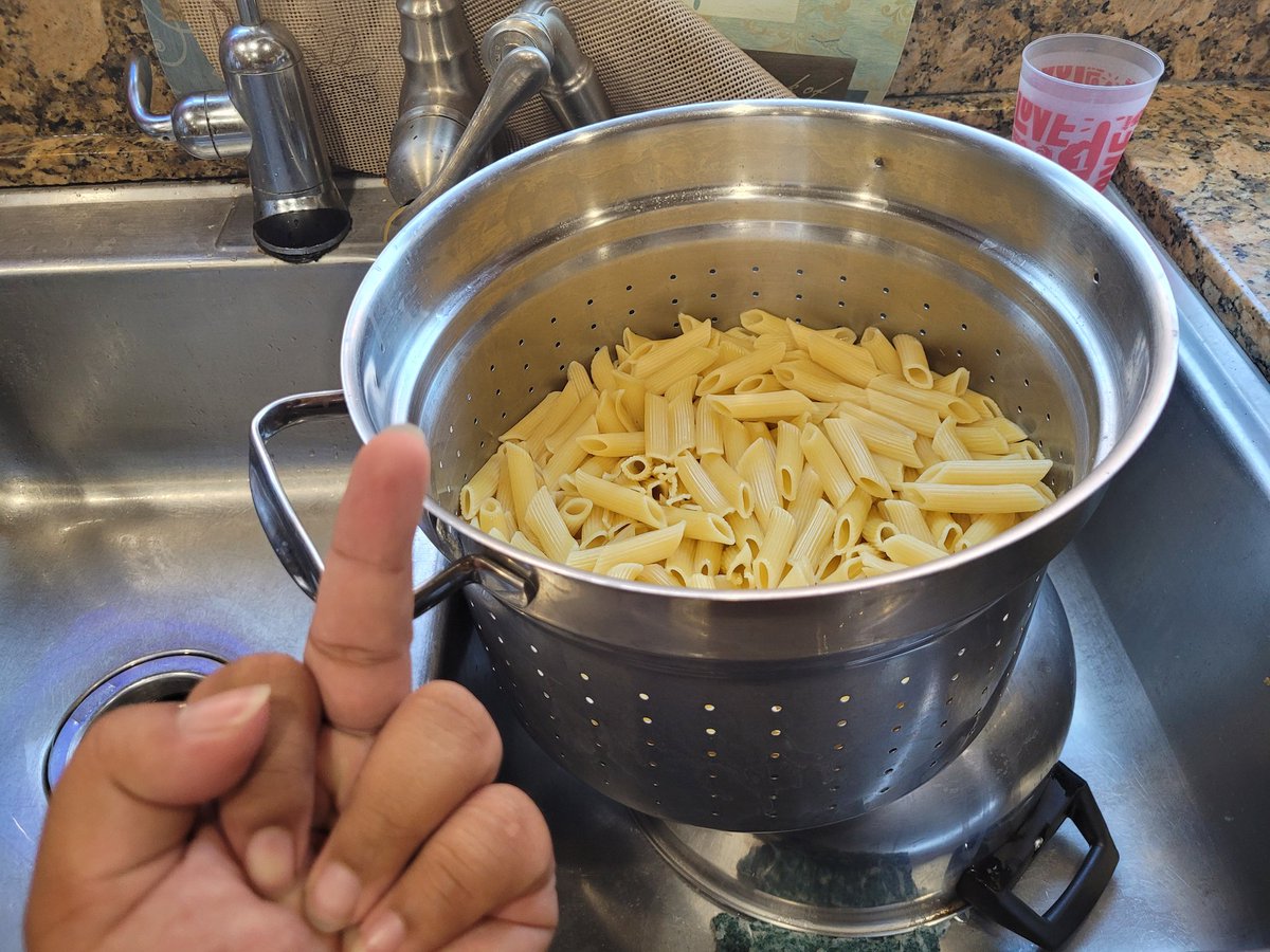 Dropped the strainer part back into boiling water part and it splashed back over my forearm fuck Im still gonna eat but Im gonna be mad the whole time