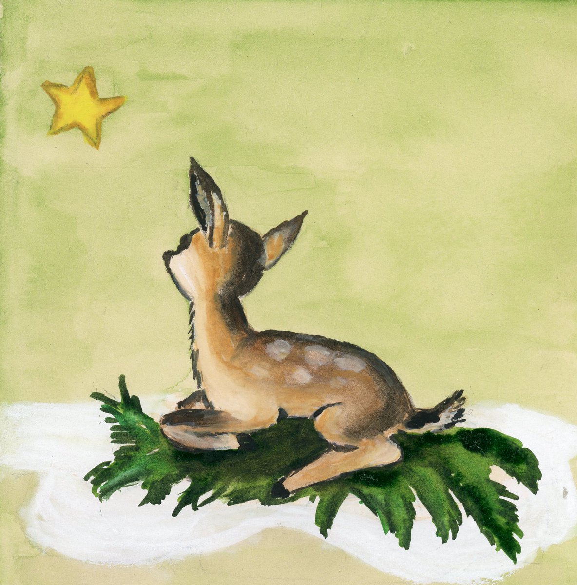 PhilaJobiska's tweet photo. @HistoryMuppet Here is a little painting (for a holiday card) that my aunt Caroly Wilcox, multi-decade Muppet builder, made in the 1950s.  Sending healthy vibes and sustaining starlight! https://t.co/pXuGnNJ0QD