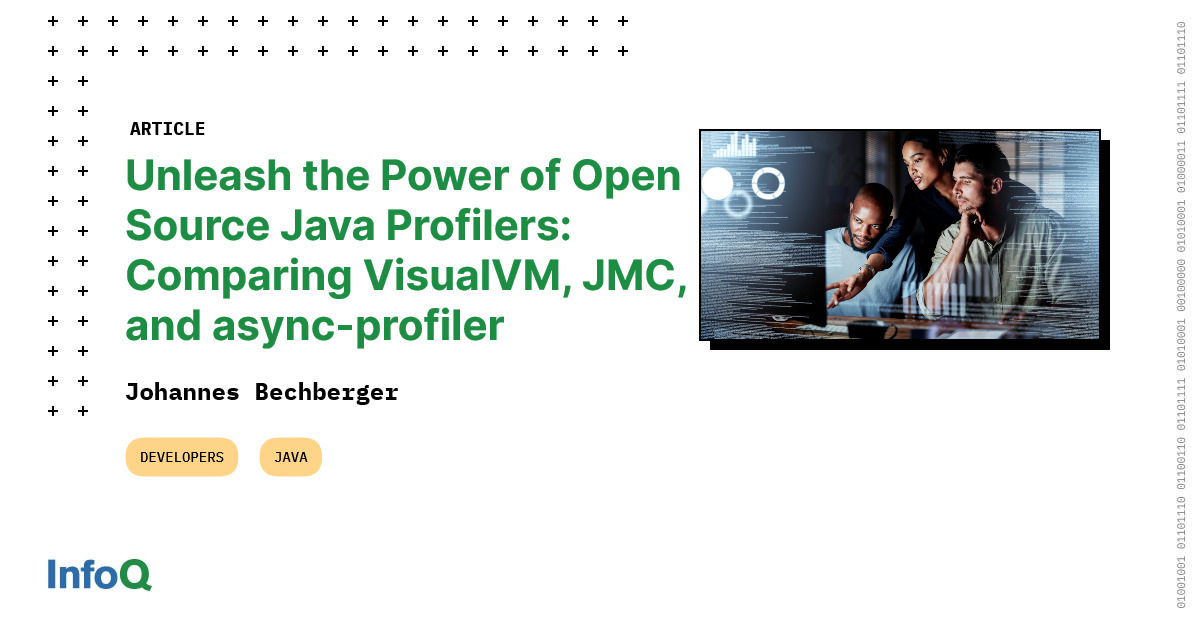 InfoQ's tweet photo. Modern sampling-based #profilers for #Java make it possible to investigate performance problems with #opensource tools. Choose between:  VisualVM, JFR &amp; async-profiler

Try them out to know what to use when encountering your next performance problem: https://t.co/Tfor10DbSj https://t.co/f3rIQfnKJP