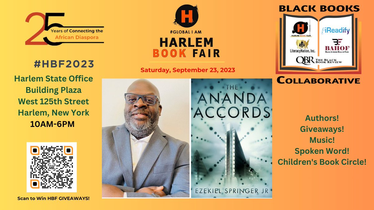 Hope to see you all at the Harlem Book Fair on Saturday, September 23, 2023! #HBF2023 #authors #WritingCommunity #writerslift #AuthorLife #writersoftwitter #writersofinstagram #theanandaaccords amazon.com/dp/B0BQZV6KDT