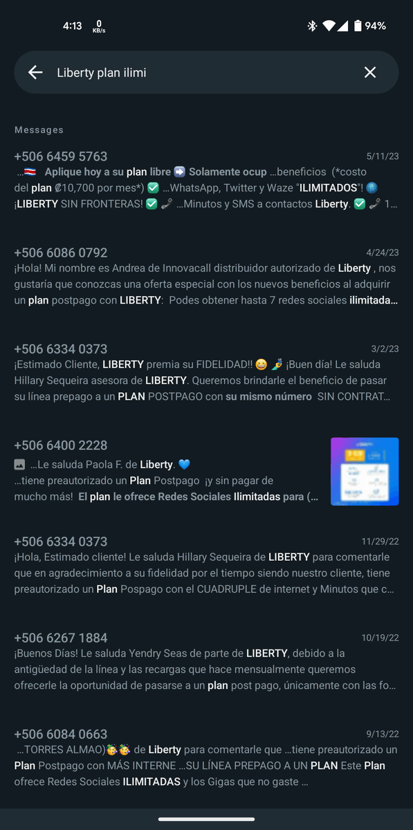 IgnacioAFQ's tweet photo. @eleditor @liberty_cr @MarianellaCorde @SUTEL_CR Aunque uno sea cliente igual pasan enviando spam https://t.co/hFtdo7szPc