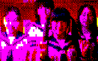 bugfire01's tweet photo. ①#pasopia7 だとカラーディザが使えるのですが
②#PC8001 のカラー解像度だとこうなります
③なのでキャラクタ単位の色に
④黒ドットディザを載せてこうなります https://t.co/ClOyCmXbzQ