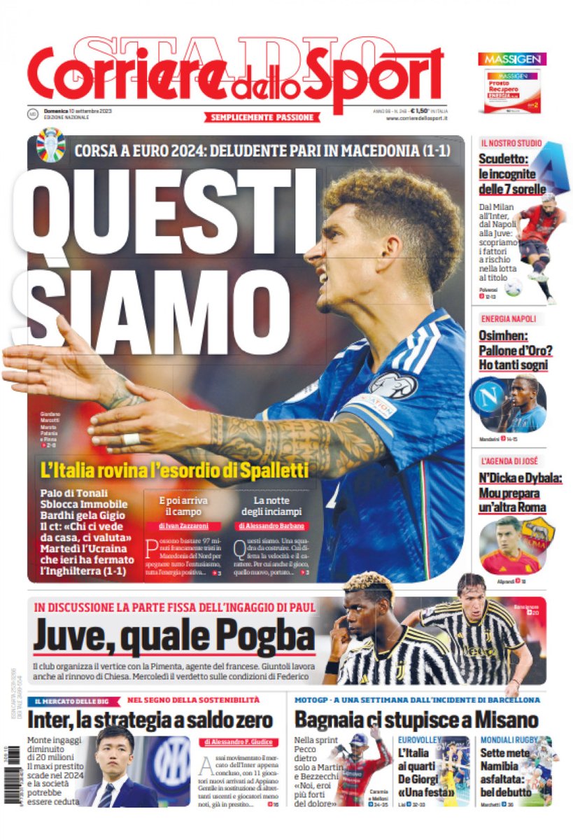 footballitalia's tweet photo. Sunday's Italian #Calcio headlines in English
https://t.co/ASxvzSIJC7
#Azzurri #MKDITA #EURO2024 #Nazionale #SerieA #SerieATIM #Juventus #ACMilan #FCIM #Napoli #ASRoma #Lazio https://t.co/wBV5sngJPu