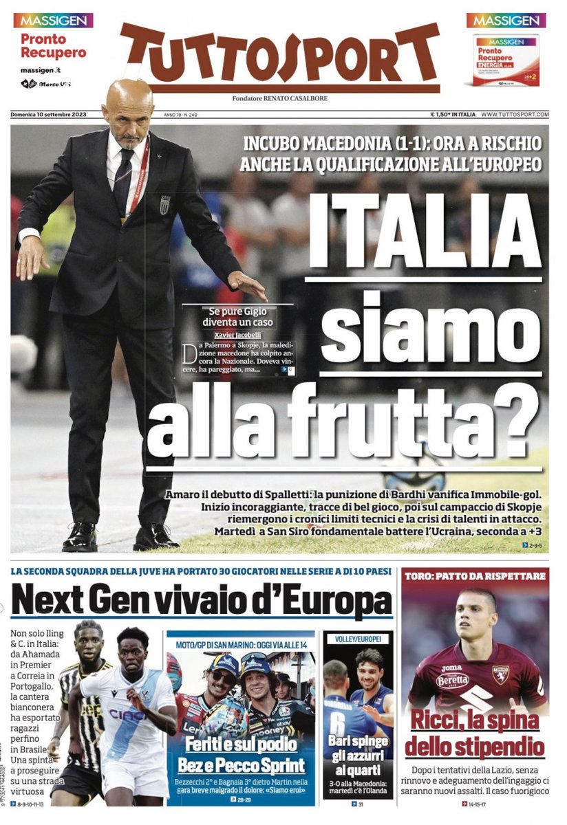 footballitalia's tweet photo. Sunday's Italian #Calcio headlines in English
https://t.co/ASxvzSIJC7
#Azzurri #MKDITA #EURO2024 #Nazionale #SerieA #SerieATIM #Juventus #ACMilan #FCIM #Napoli #ASRoma #Lazio https://t.co/wBV5sngJPu