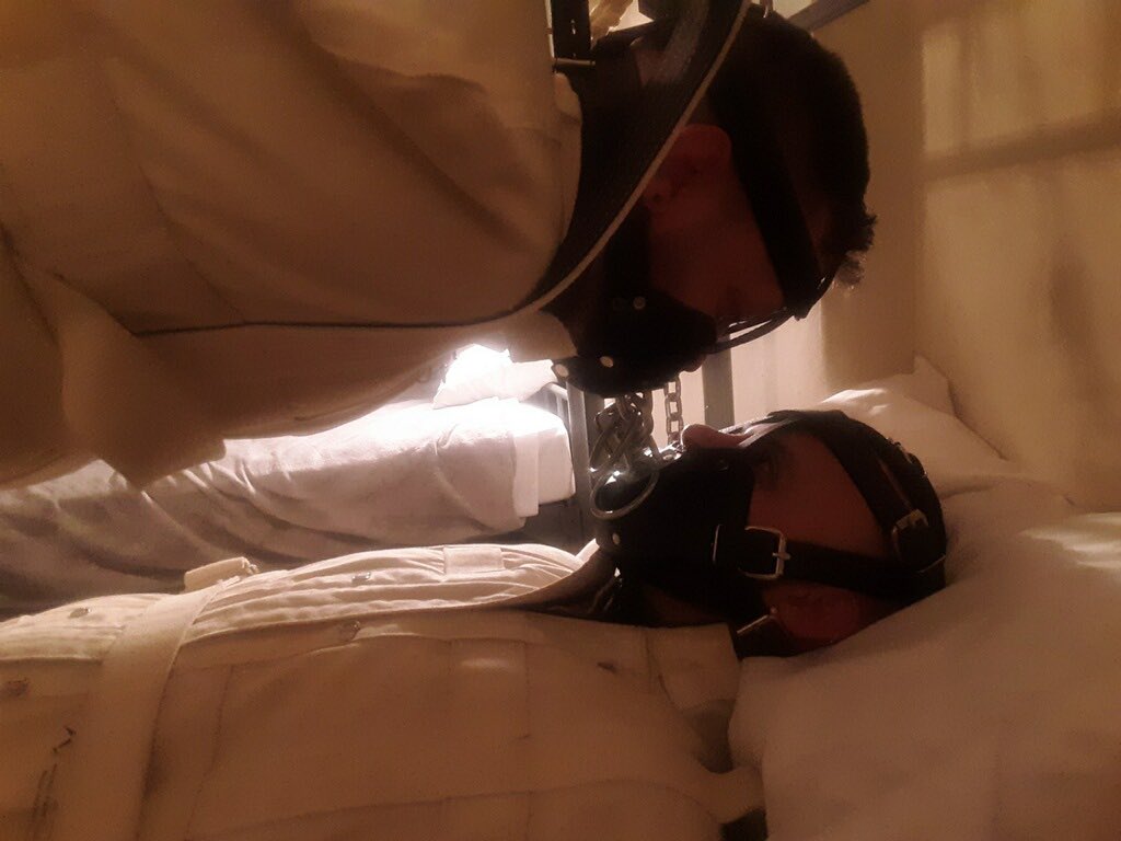 kinkbound's tweet photo. What’s better than two locked boys in sleep sacks?   Two locked boys in sleep sacks, in leather muzzles, locked together 😈 🔒 @WyattBlakeKink @MeninChains https://t.co/c9gaWrTpXG