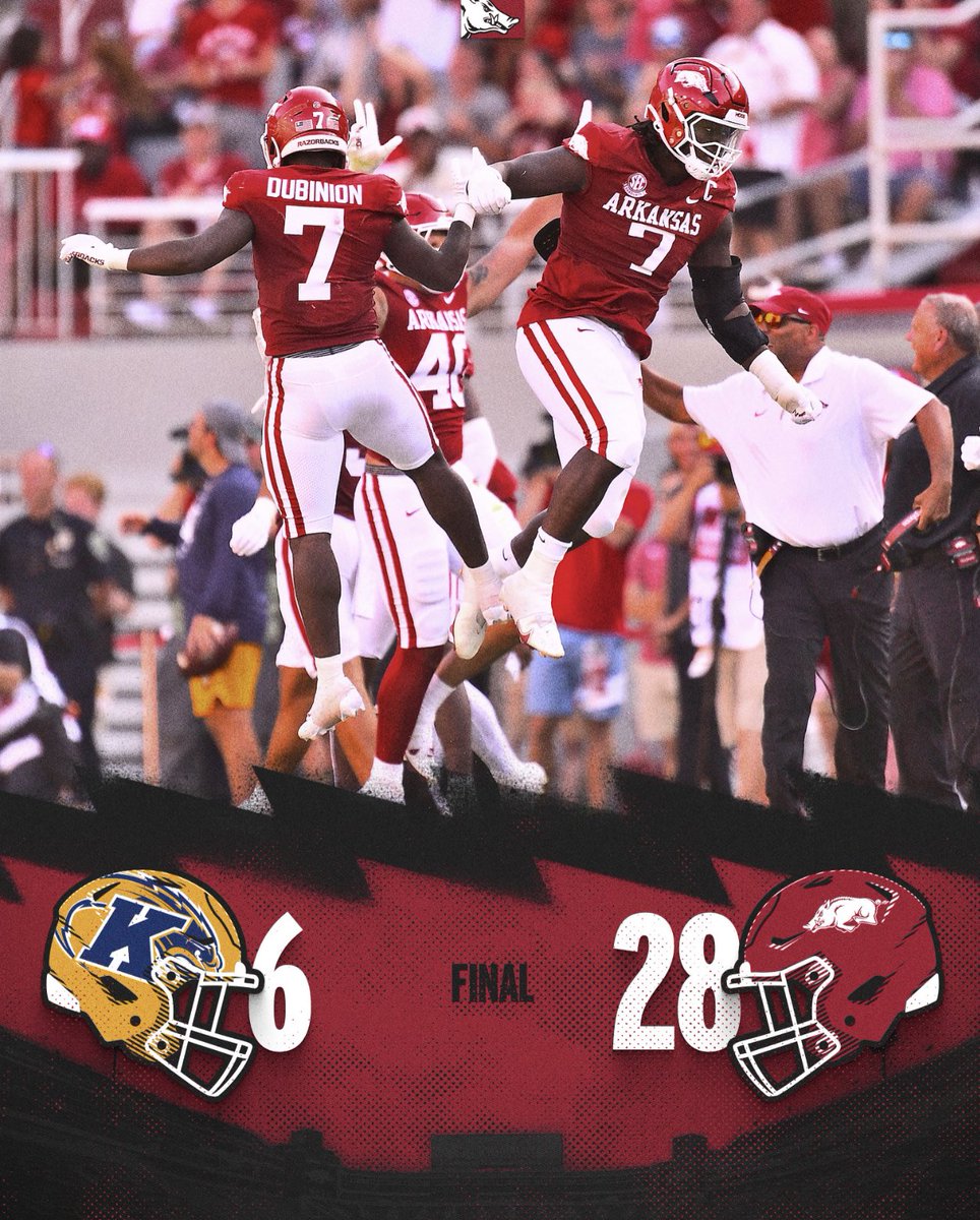 BigDBartholomew's tweet photo. Well it wasn’t pretty but we won soooo….yay???? #uglywin #eatyourtaters #tatersgonnatate #hogsvkentst2023 #arkansasfootball #arkansasrazorbacks #wps #gohogs #secnetwork #espn https://t.co/x2mP8mr6bx