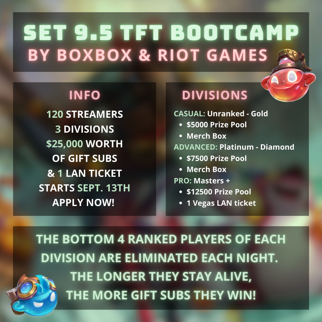 DSG BoxBox on X: SIGNUPS FOR THE TFT SET 9.5 BOOTCAMP BEGINS NOW