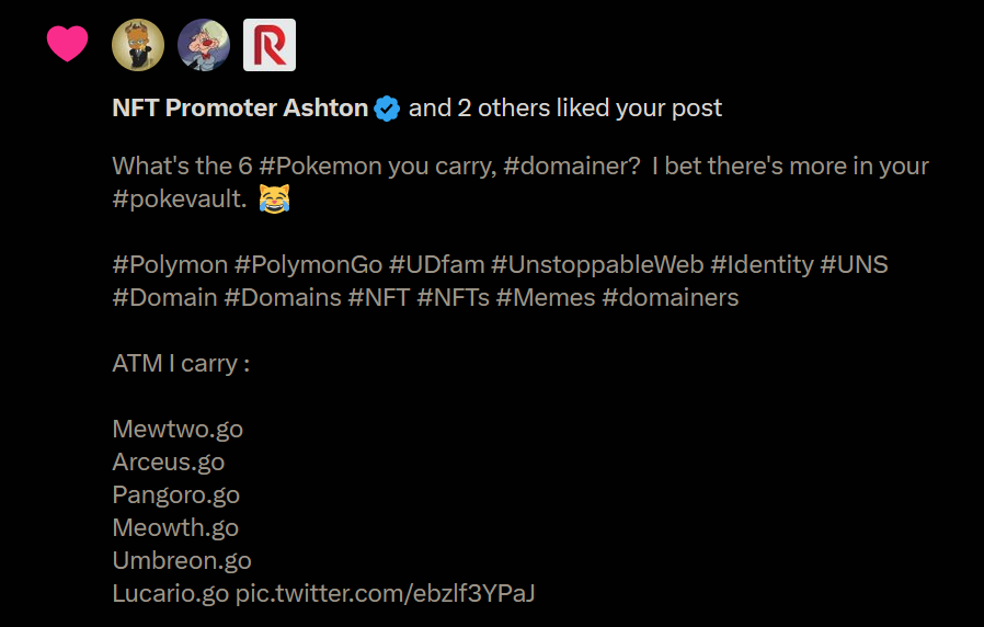 Polymongo's tweet photo. #TeamRocket I see you. 👀
They're here to take my rarest @Polymon! 🙀
#PolymonGo #UDfam #UnstoppableWeb #Identity #UNS #Domain #Domains #NFT #NFTs #Memes #ENS #ENSfam #Unstoppable
Metapod.go!!! 👇🏻 https://t.co/PgFjVV0l5G